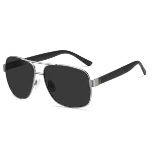 P456P - Square Aviator Polarized Sunglasses w/ Carbon Fiber Print