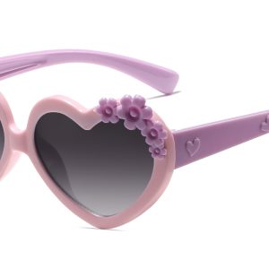 K038GR - Kids Heart-Shaped Sunglasses for Girls