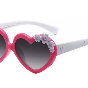 K038GR - Kids Heart-Shaped Sunglasses for Girls - Image 3