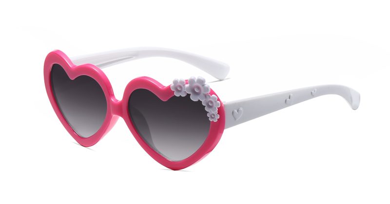K038GR - Kids Heart-Shaped Sunglasses for Girls - Image 3