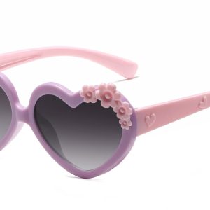 K038GR - Kids Heart-Shaped Sunglasses for Girls - Image 5