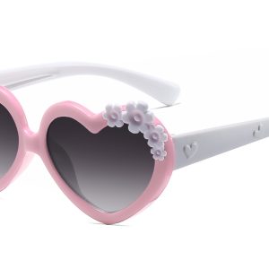 K038GR - Kids Heart-Shaped Sunglasses for Girls - Image 7