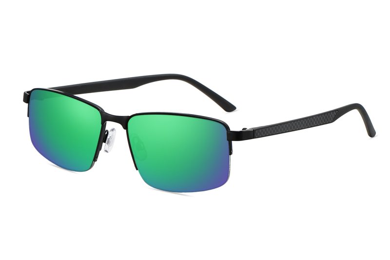P494RV - Rectangular Metal Sunglasses w/ Carbon Fiber Print - Image 5