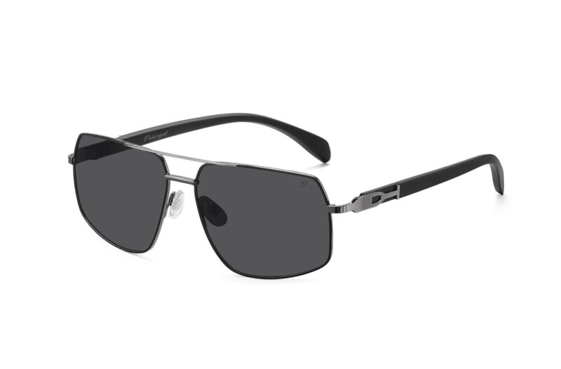 P498P - Polarized Rectangular Aviator Wood Print Sunglasses - Image 7
