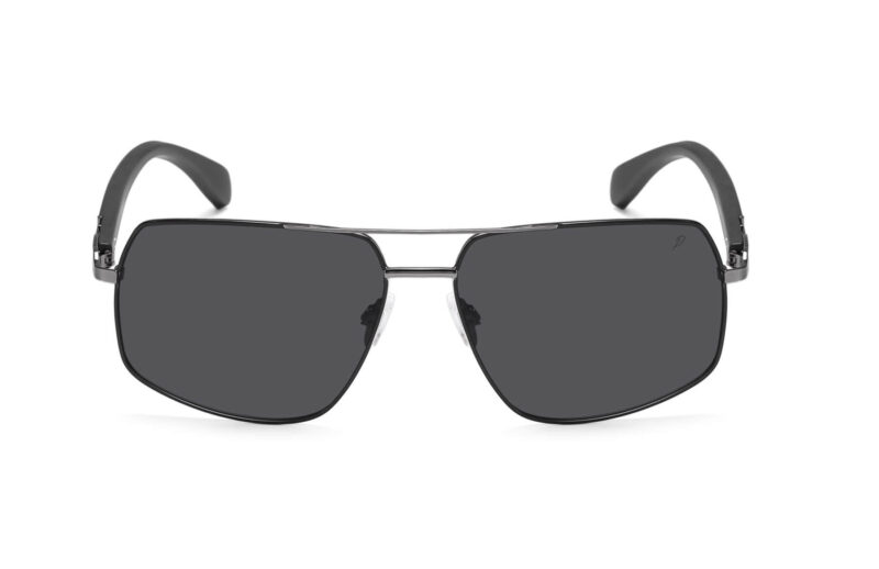 P498P - Polarized Rectangular Aviator Wood Print Sunglasses - Image 8