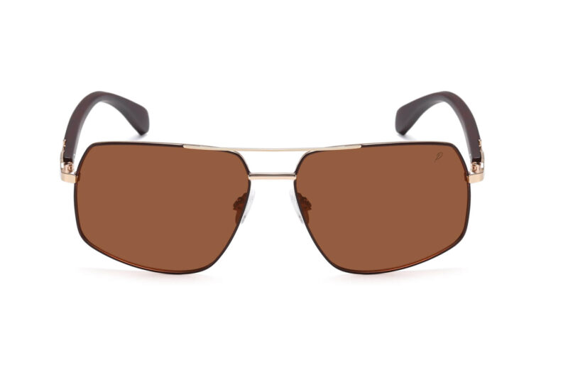 P498P - Polarized Rectangular Aviator Wood Print Sunglasses - Image 10