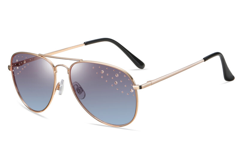 G566RGR - Women's Aviator Rhinestone Sunglasses - Image 7