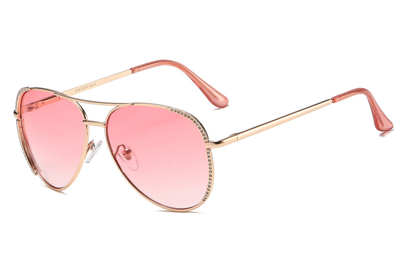 G567RGR - Women's Aviator Rhinestone Sunglasses - Image 3