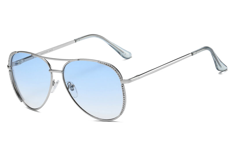 G567RGR - Women's Aviator Rhinestone Sunglasses - Image 5