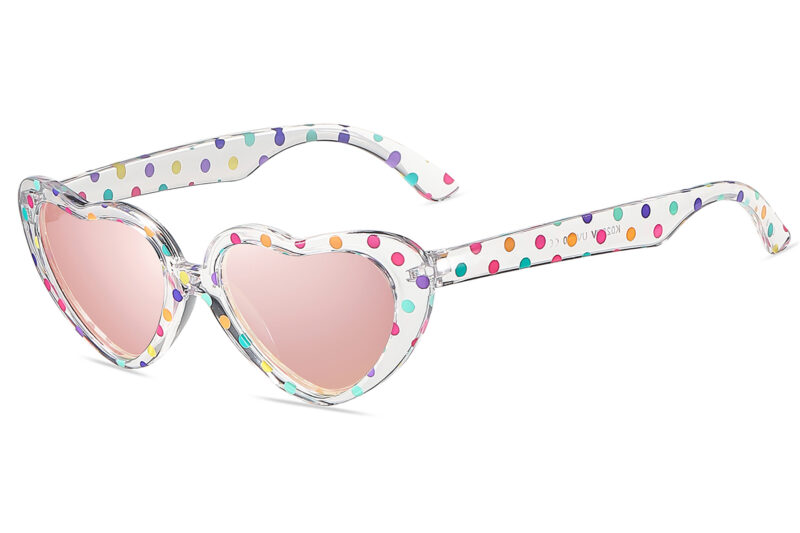 K020RV - Kids Polka Dot Heart Sunglasses for Girls