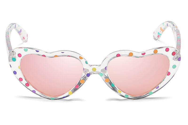 K020RV - Kids Polka Dot Heart Sunglasses for Girls - Image 2