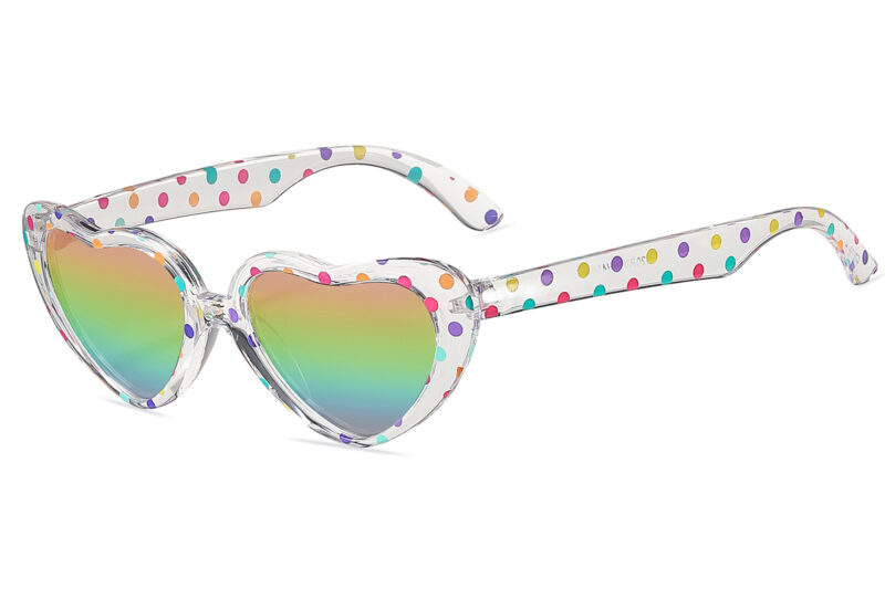 K020RV - Kids Polka Dot Heart Sunglasses for Girls - Image 3