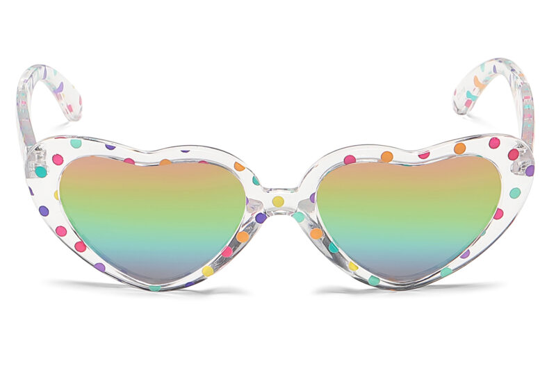 K020RV - Kids Polka Dot Heart Sunglasses for Girls - Image 4
