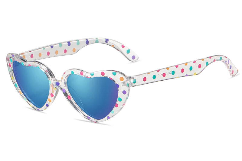 K020RV - Kids Polka Dot Heart Sunglasses for Girls - Image 5