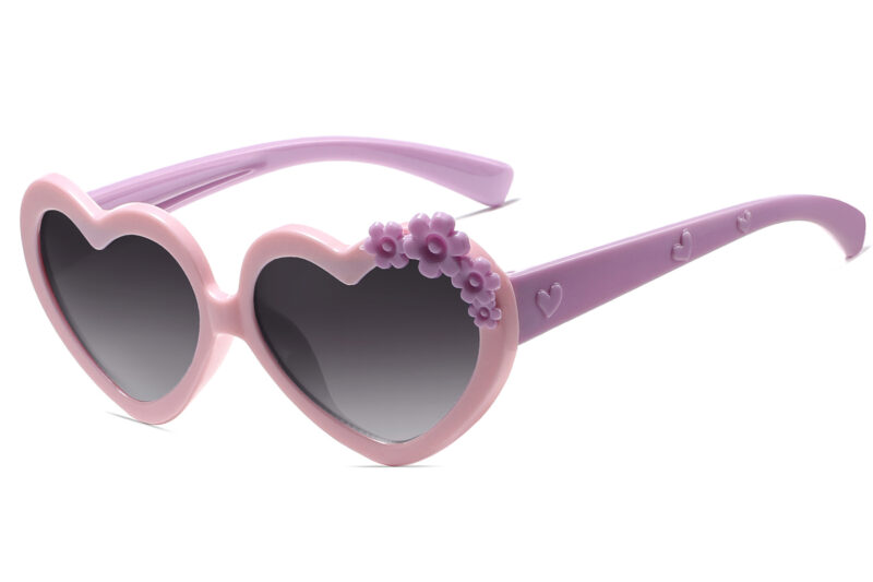 K038GR - Kids Heart-Shaped Sunglasses for Girls