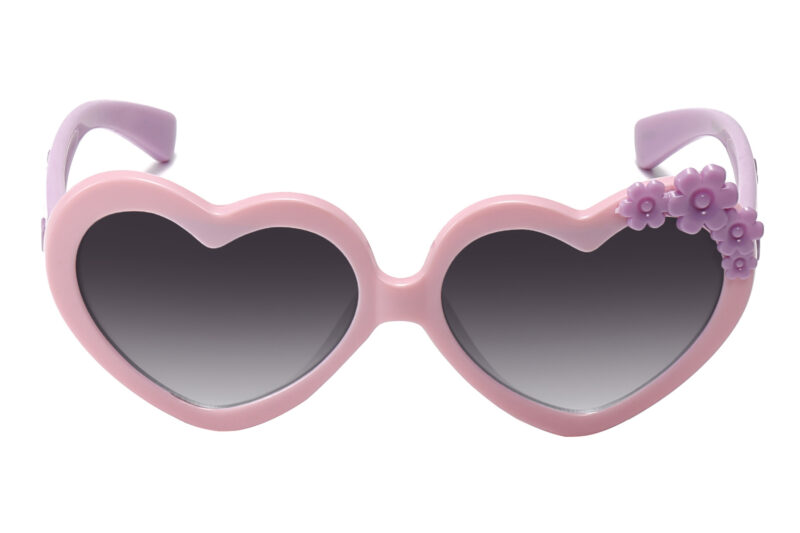 K038GR - Kids Heart-Shaped Sunglasses for Girls - Image 2