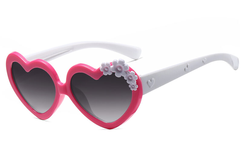 K038GR - Kids Heart-Shaped Sunglasses for Girls - Image 3