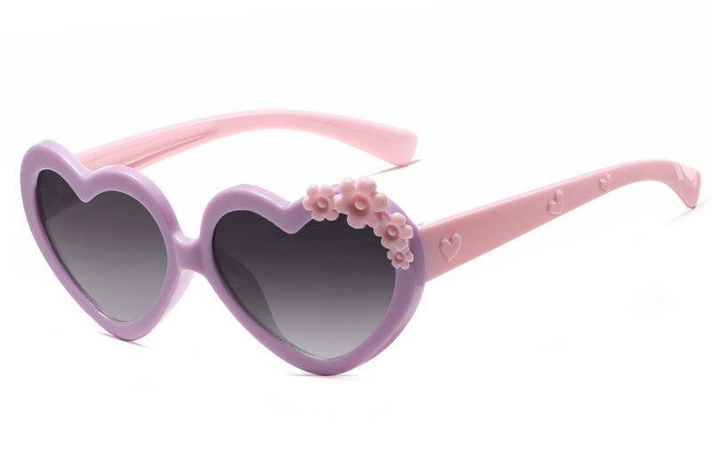 K038GR - Kids Heart-Shaped Sunglasses for Girls - Image 5