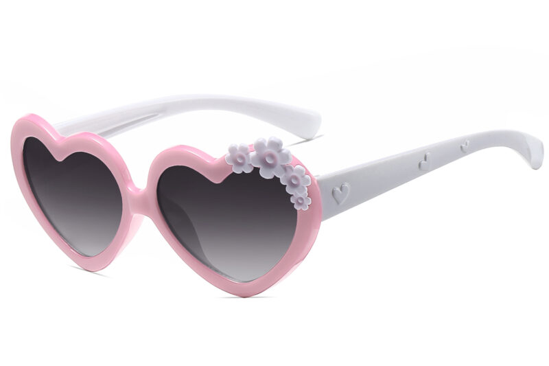 K038GR - Kids Heart-Shaped Sunglasses for Girls - Image 7