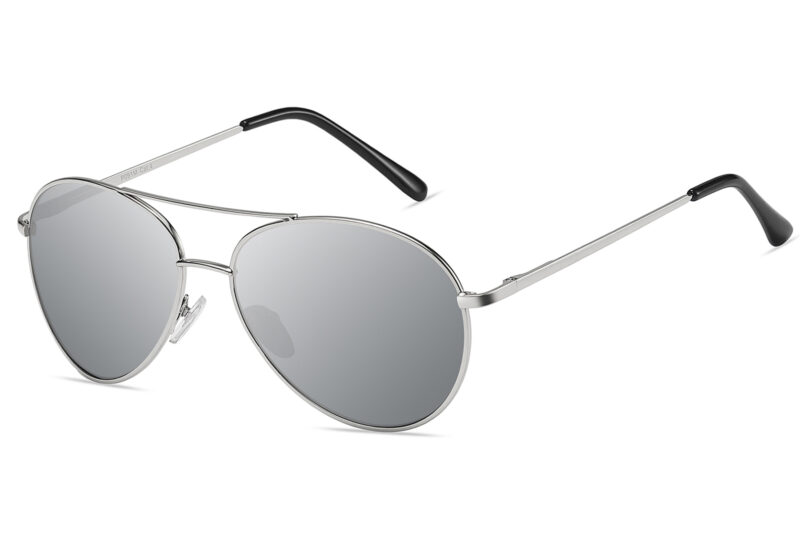 P091M - Silver Mirrored Aviator Sunglasses