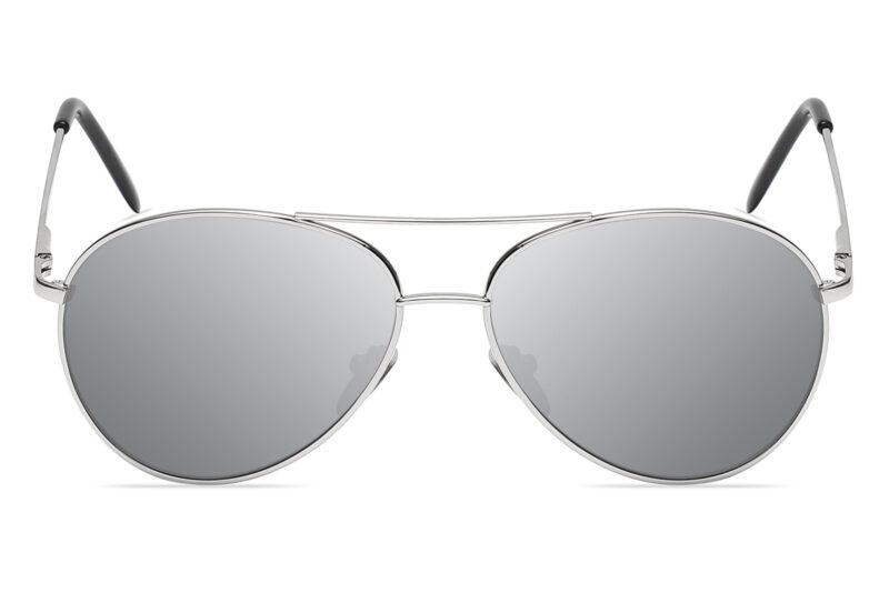P091M - Silver Mirrored Aviator Sunglasses - Image 2