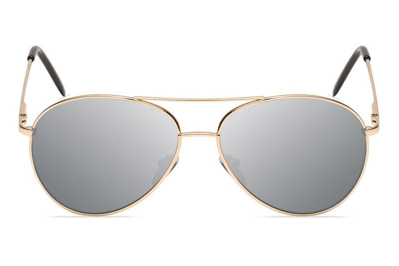 P091M - Silver Mirrored Aviator Sunglasses - Image 4