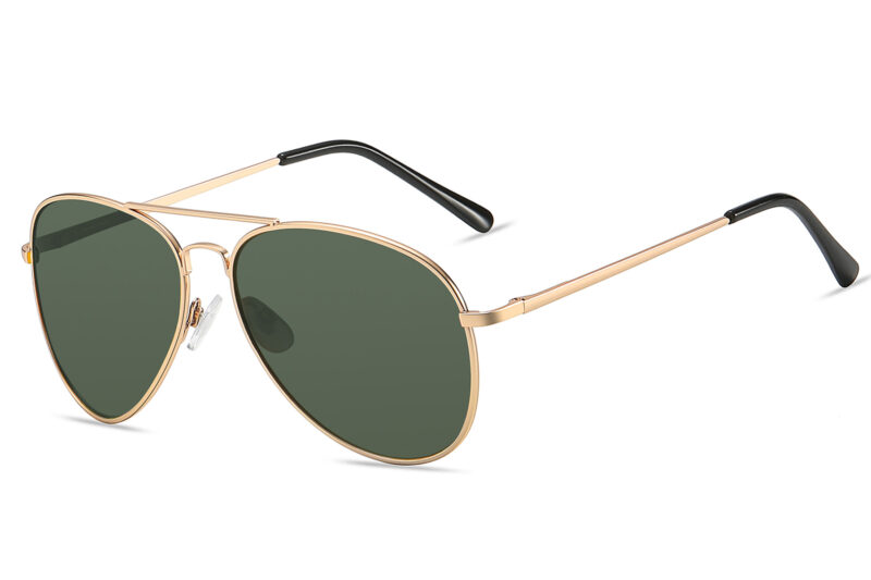 P215G - Large Aviator Sunglasses w/ Pilot-Green Lens