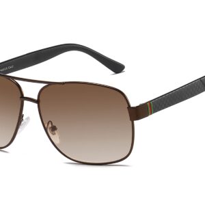 P456GR - Square Aviator Sunglasses w/ Carbon Fiber Print