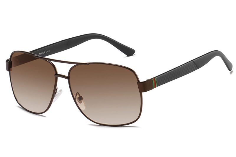 P456GR - Square Aviator Sunglasses w/ Carbon Fiber Print