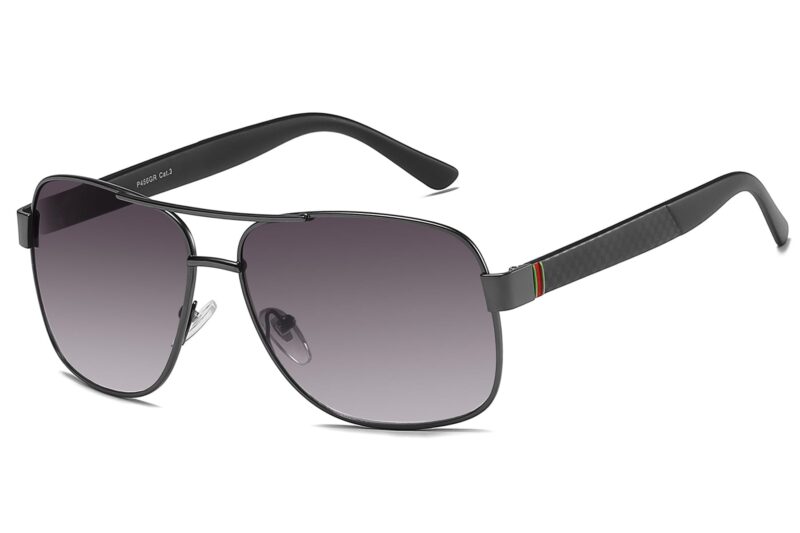 P456GR - Square Aviator Sunglasses w/ Carbon Fiber Print - Image 3