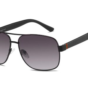 P456GR - Square Aviator Sunglasses w/ Carbon Fiber Print - Image 5