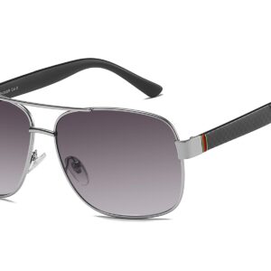 P456GR - Square Aviator Sunglasses w/ Carbon Fiber Print - Image 7