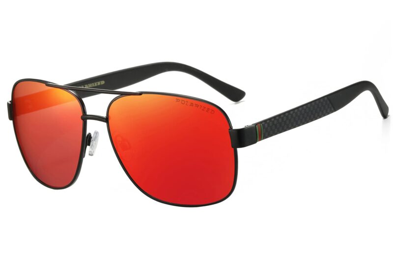 P456PRV - Square Aviator Sunglasses w/ Carbon Fiber Print