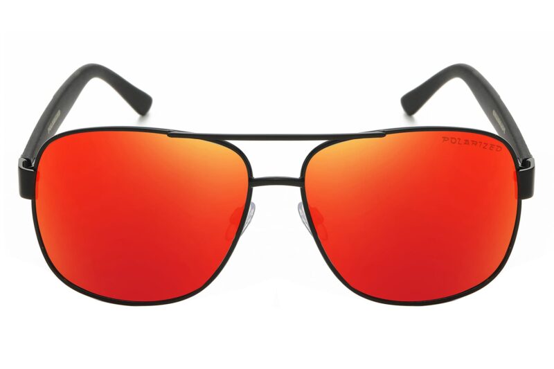 P456PRV - Square Aviator Sunglasses w/ Carbon Fiber Print - Image 2