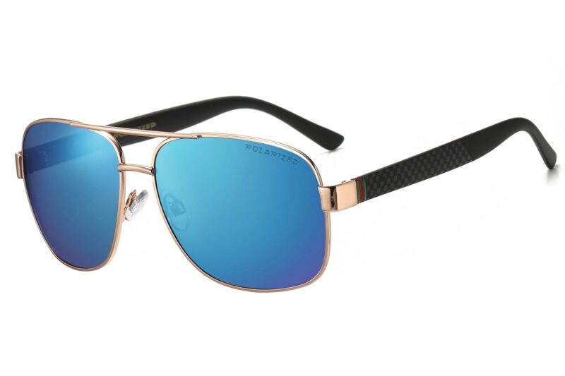 P456PRV - Square Aviator Sunglasses w/ Carbon Fiber Print - Image 3