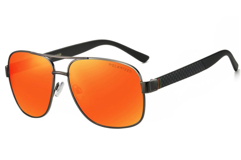 P456PRV - Square Aviator Sunglasses w/ Carbon Fiber Print - Image 5