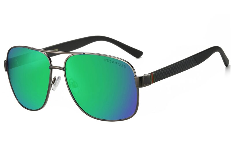 P456PRV - Square Aviator Sunglasses w/ Carbon Fiber Print - Image 7