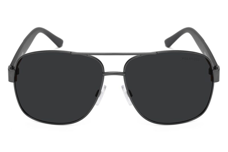 P456P - Square Aviator Polarized Sunglasses w/ Carbon Fiber Print - Image 4