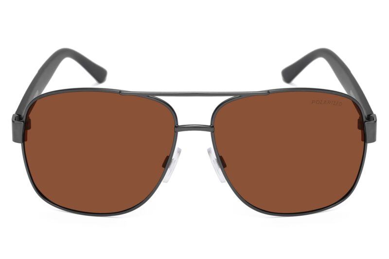 P456P - Square Aviator Polarized Sunglasses w/ Carbon Fiber Print - Image 8