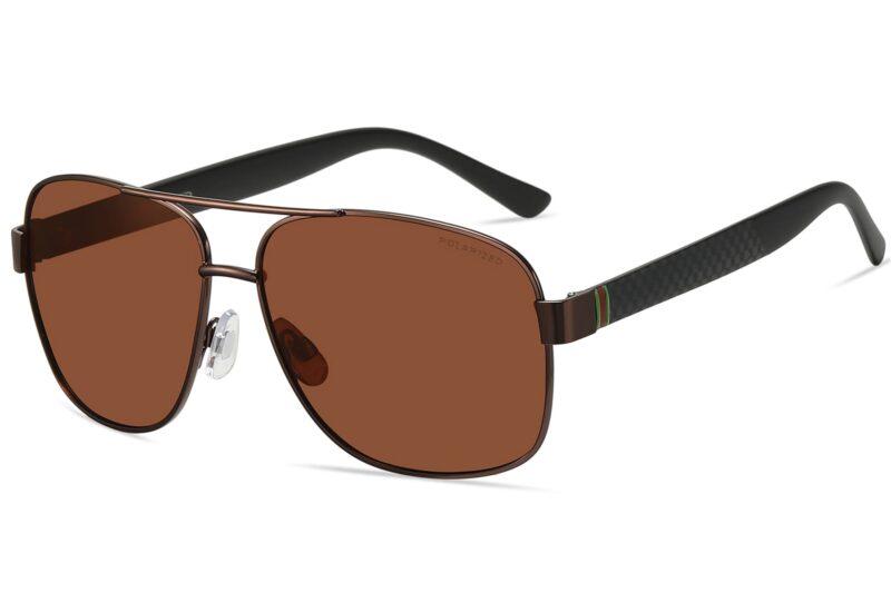 P456P - Square Aviator Polarized Sunglasses w/ Carbon Fiber Print - Image 9