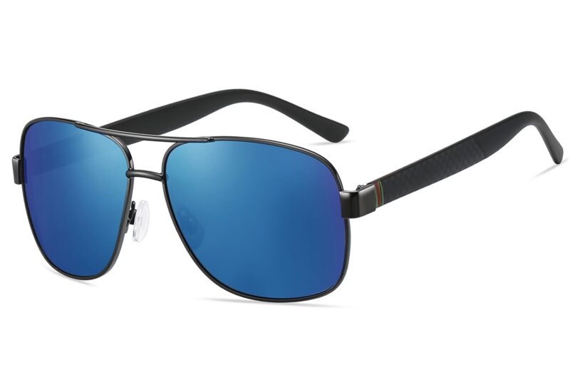 P456RV - Square Aviator Sunglasses w/ Carbon Fiber Print