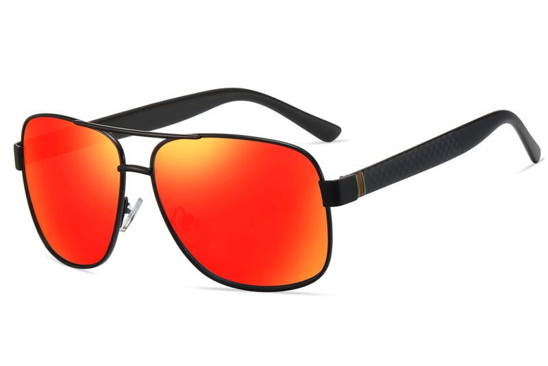 P456RV - Square Aviator Sunglasses w/ Carbon Fiber Print - Image 3