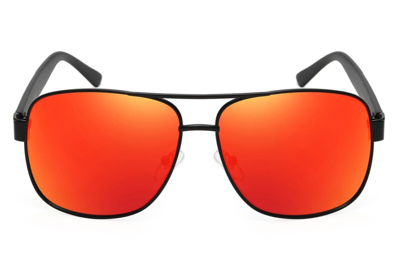 P456RV - Square Aviator Sunglasses w/ Carbon Fiber Print - Image 4