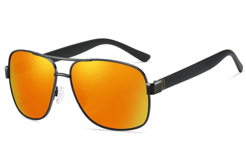 P456RV - Square Aviator Sunglasses w/ Carbon Fiber Print - Image 5