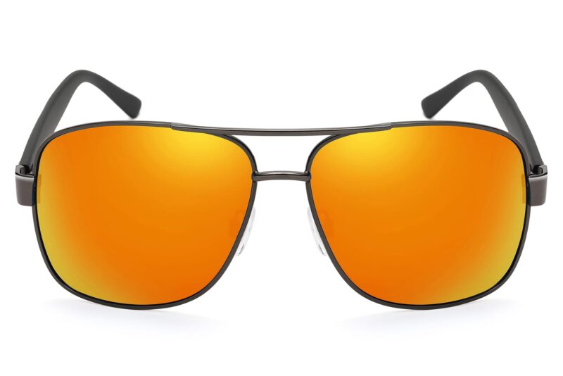 P456RV - Square Aviator Sunglasses w/ Carbon Fiber Print - Image 6