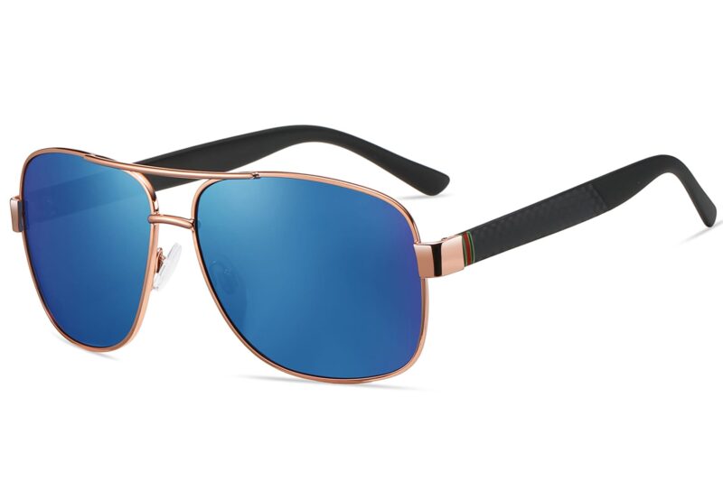 P456RV - Square Aviator Sunglasses w/ Carbon Fiber Print - Image 7