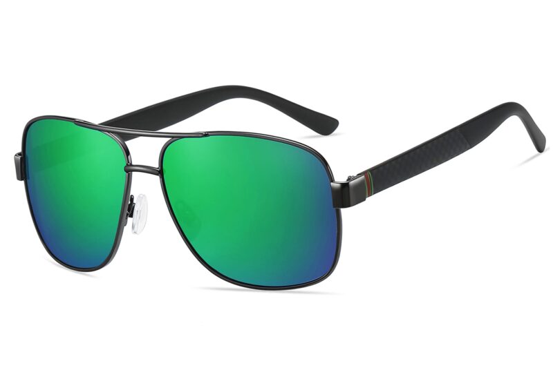 P456RV - Square Aviator Sunglasses w/ Carbon Fiber Print - Image 9