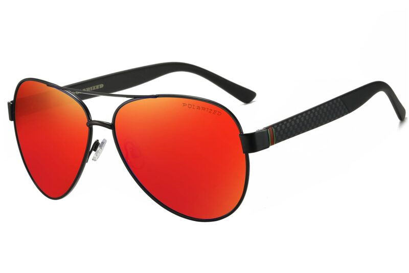 P465PRV - Polarized Aviator Sunglasses w/ Carbon Fiber Print