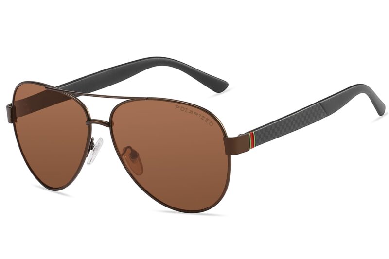 P465P - Polarized Aviator Sunglasses w/ Carbon Fiber Print