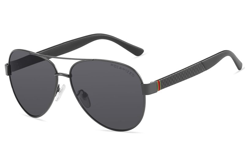 P465P - Polarized Aviator Sunglasses w/ Carbon Fiber Print - Image 3